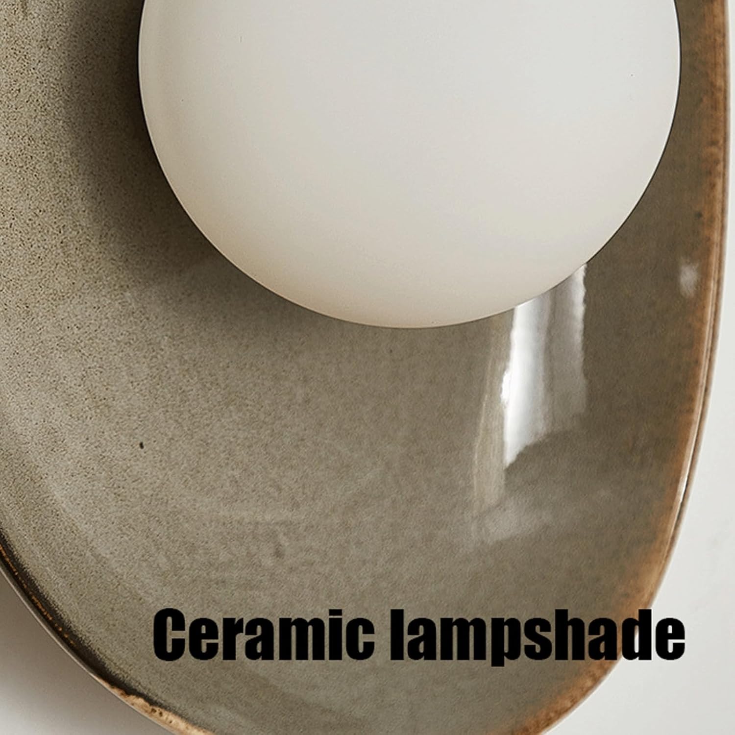 Wall Sconce Modern Artistic Ceramic Shade Wood Base Wall Light Irregular Glazed Earthy Tone Hardwired Indoor Wall Lamp Decorative Ambient for Bedroom Living Room Hallway Wall Mounted Light