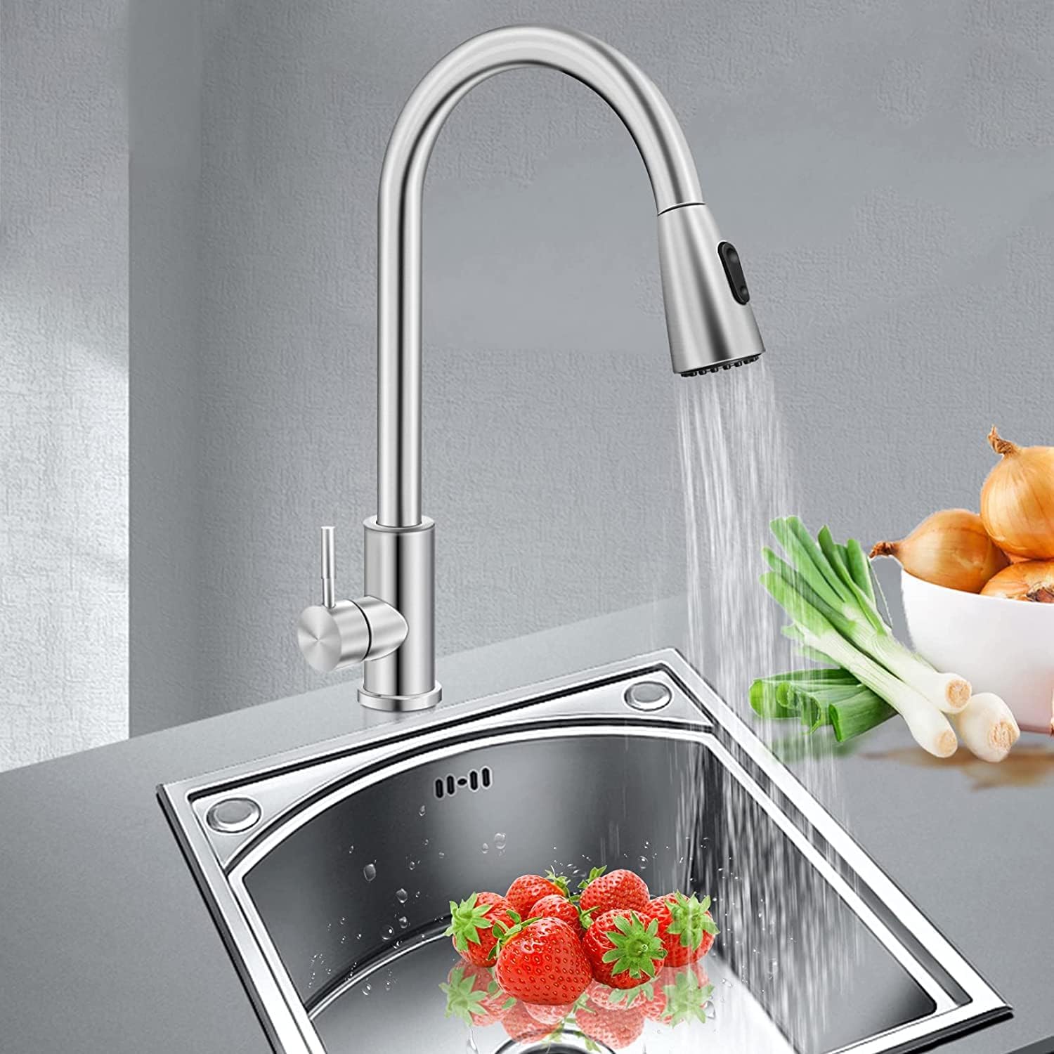 YESOP Torneira Cozinha Gourmet Misturador Monocomando Extensível Aço Escovado YESOP Torneira Cozinha Gourmet Misturador Monocomando Extensível Aço Escovado