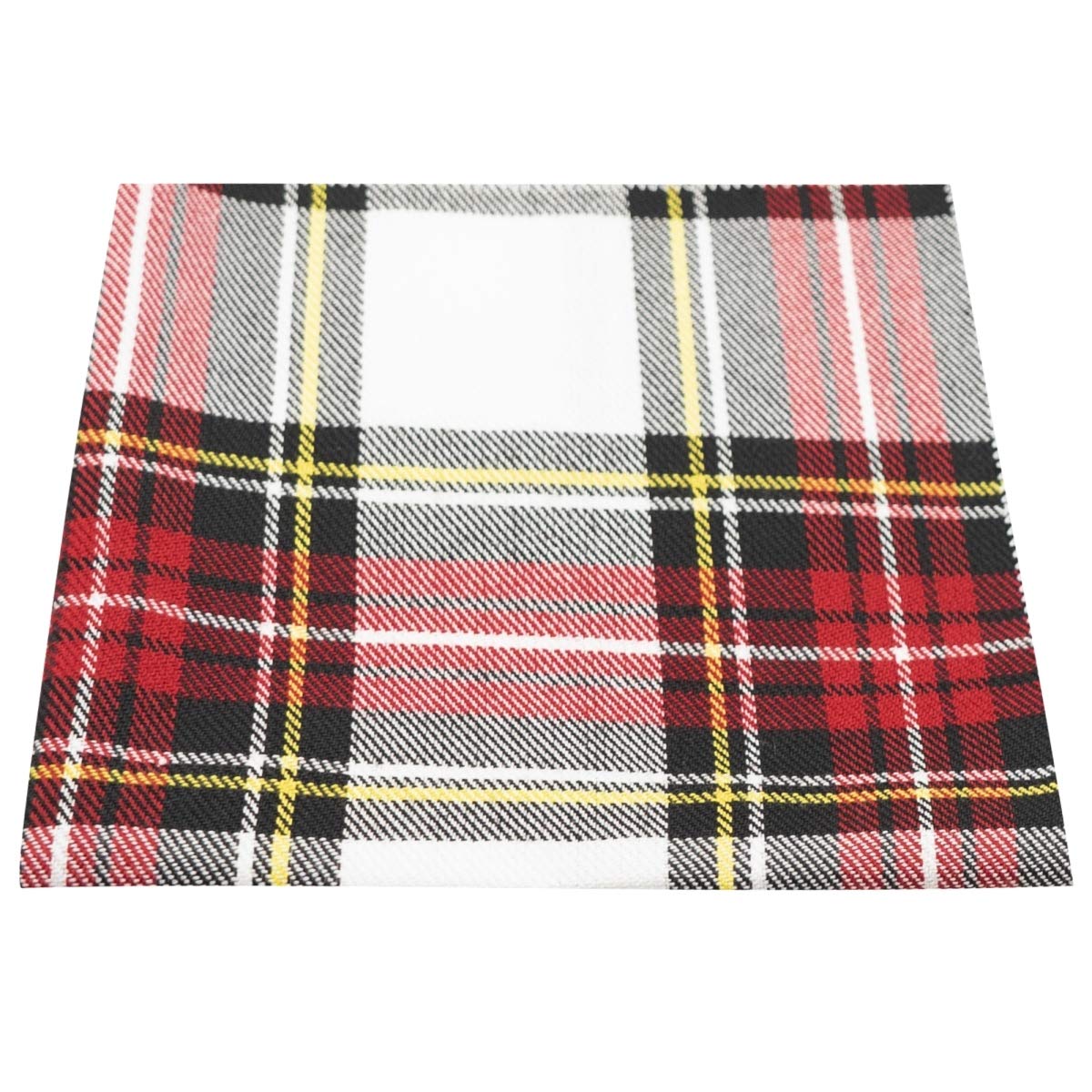 King & Priory Traditional White & Red Tartan Pocket Square, Handkerchief, Check, Plaid