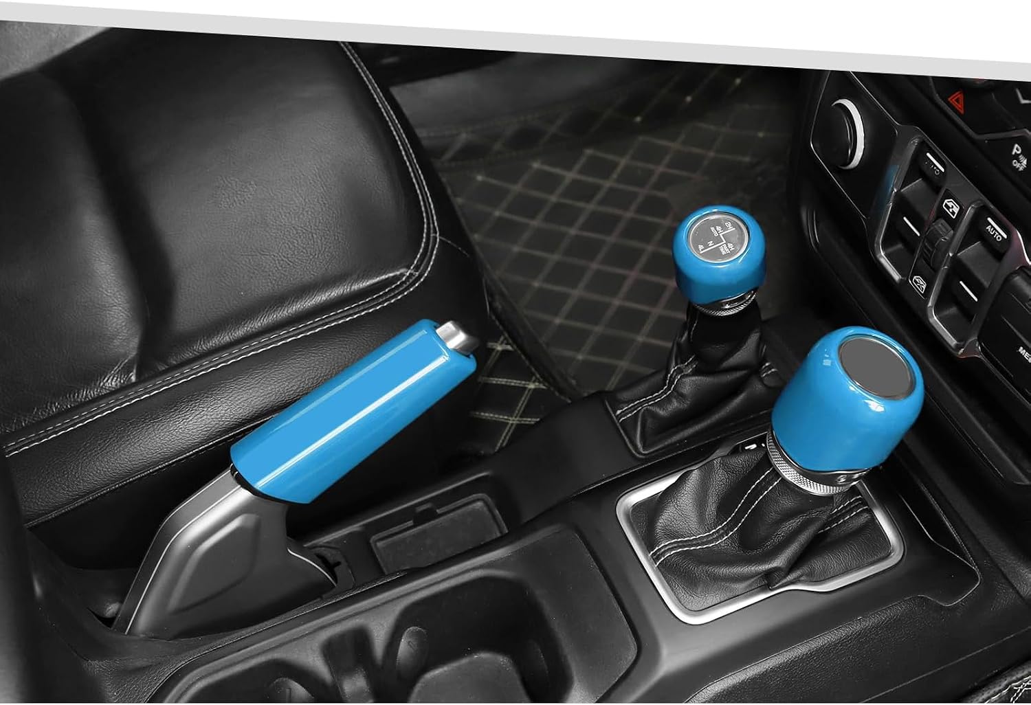 Jimen Fit for Jeep Wrangler JL JLU Gladiator JT 2018-2025, 4WD and Gear Shifter Knob Trim & Emergency Brake Handle Cover (Purple)