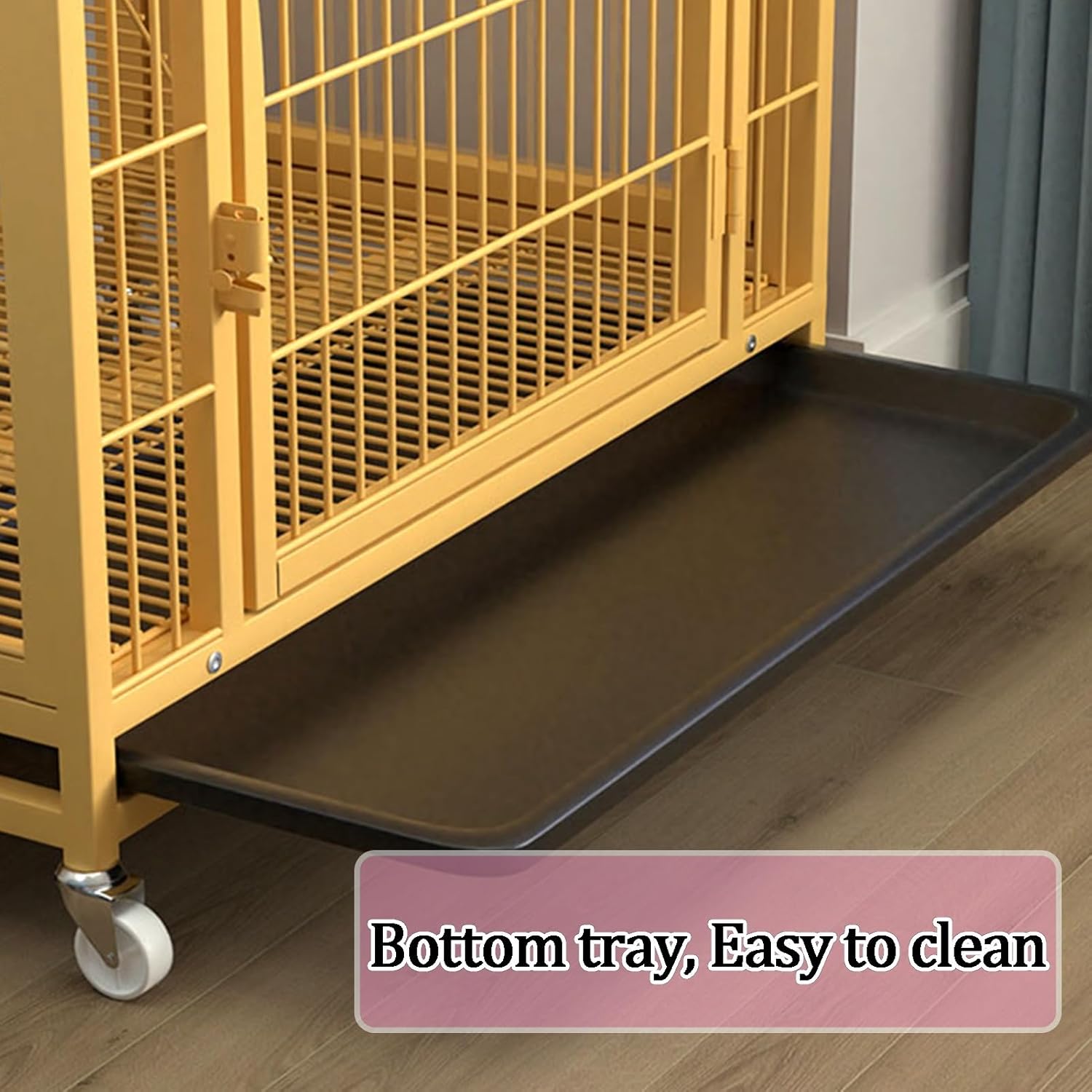 Cat Enclosures, double door design Cat Cage, Movable with universal Wheels, removable metal kitten cage, Ldeal for 1-2 Cats, Easy to Clean(27.9x37.7/71x96cm)