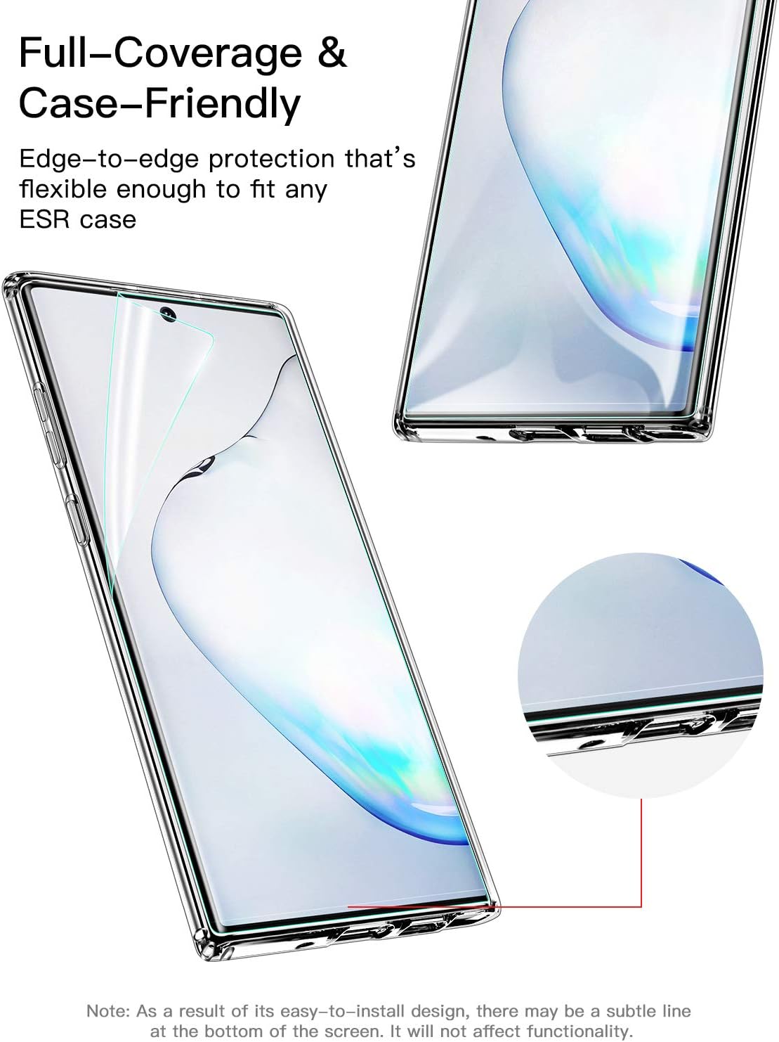 ESR Screen Protector [TPU Film] Compatible with Galaxy Note 10 Plus, 2-Pack [Plus 1 Extra for Practice], Full-Coverage Liquid Skin Easy Installation Kit for Galaxy Note 10+/10 Plus /5G (2019)