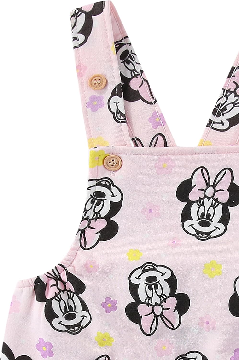 Disney Minnie Mouse Baby Girls French Terry Shortall Overalls T-Shirt and Hat 3-Piece Set for Infants