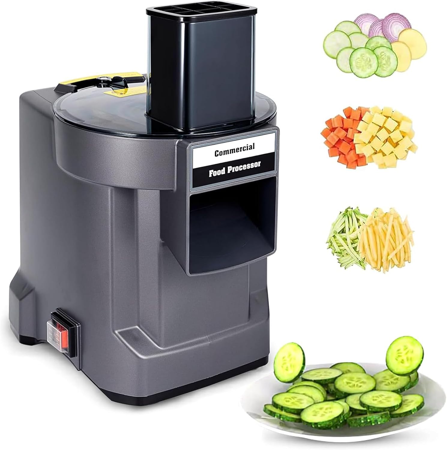 Electric Vegetable Chopper, Automatic Dicer with Powerful Motor, Shredding & Slicing Blades, 9x9mm Grid, Large Capacity, Heat Dissipation for Home & Commercial Use