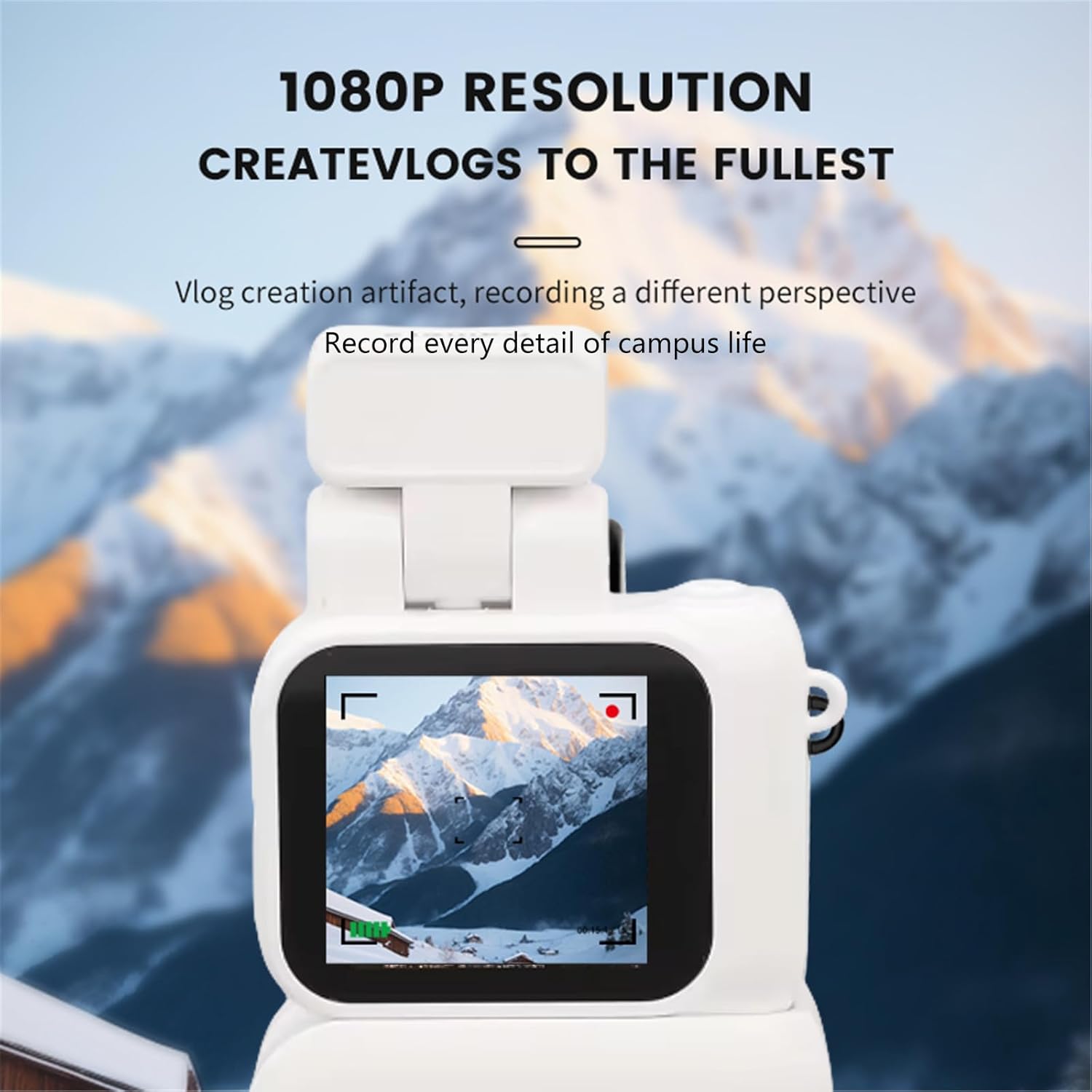 ポータブル 1080P ビデオレコーダーカメラ 90&deg;フリップフラッシュ 480mAh 充電式屋外サイクリングスポーツや Vlog