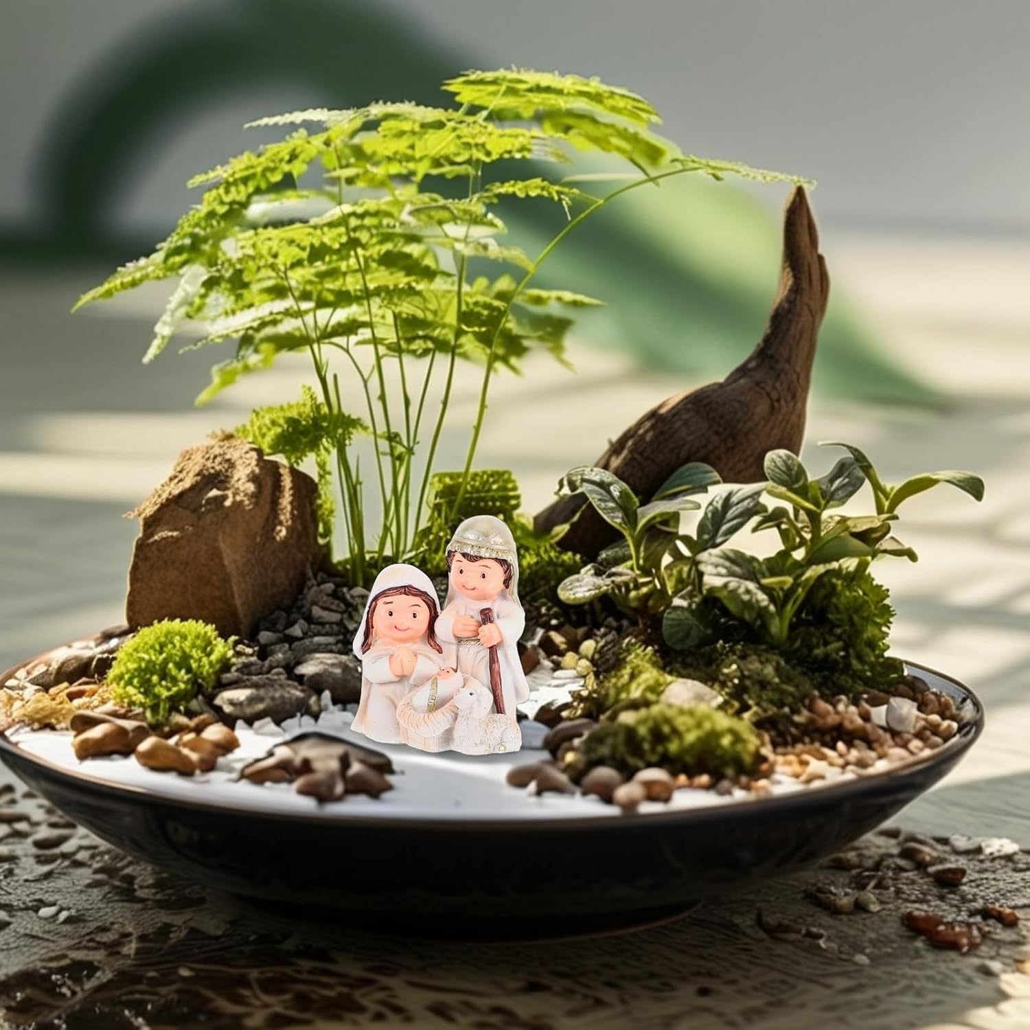 TEHAUX 1set Cartoon Holy Family Nativity Figurine White Jesus Birth Scene with Sheep for Christian Christmas Tree Ornaments and Church Decorations Playful Faith-Inspired Holiday