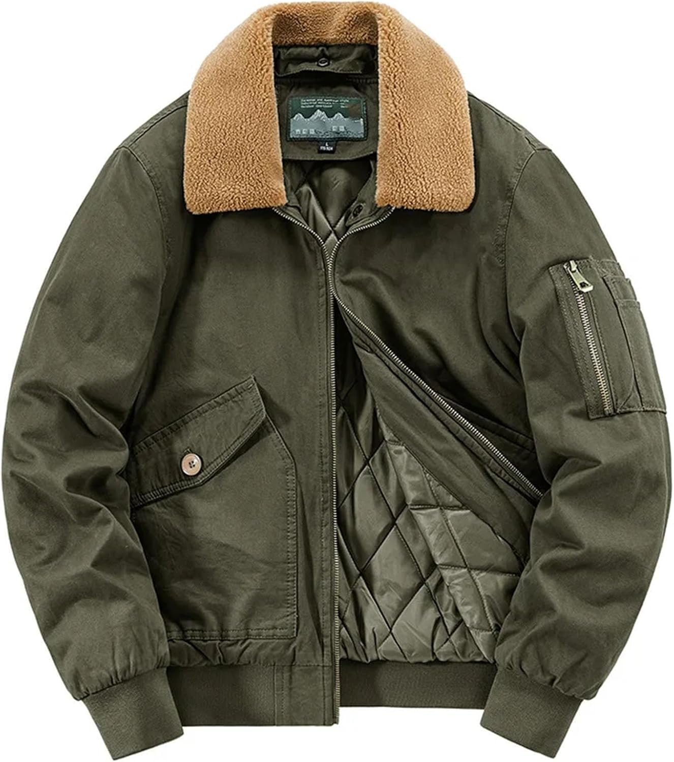 Mens Fashion Winter Fleece Jackets Cotton Thicker Warm Parkas Cargo Jackets Multi-pockets Coats