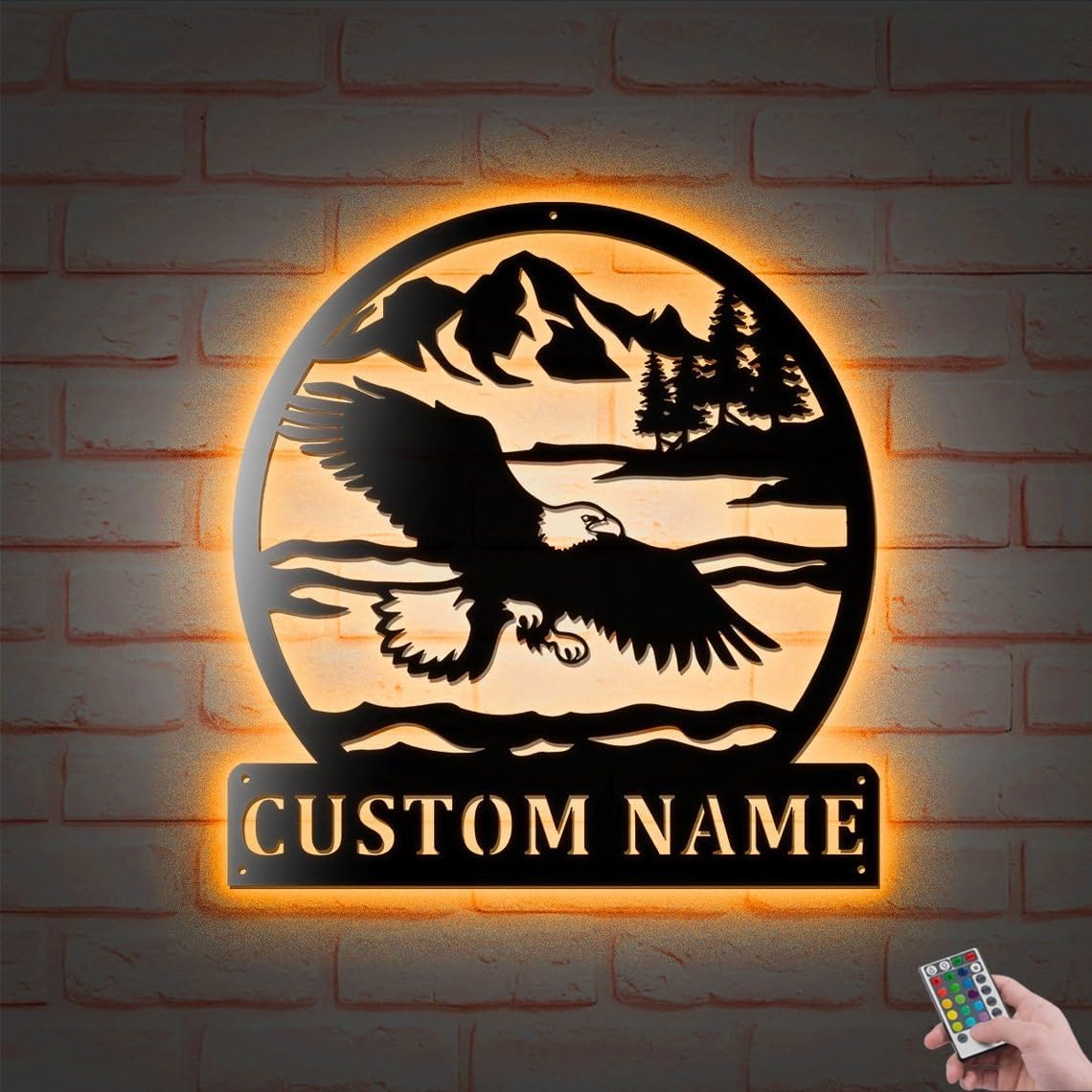 Custom Bald Eagle Led Lights Metal Wall Art, Personalized Eagle Name Decoration Hanging for Home, Eagle Art Home Decor Father's Day Gift