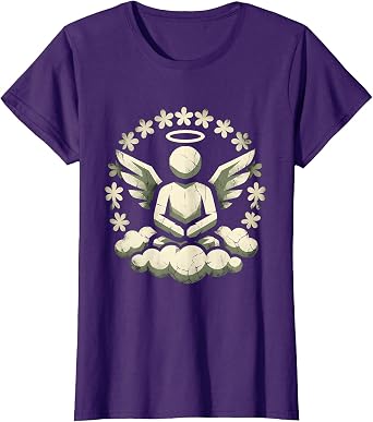 Angel Among Clouds and Flowers Illustration T-Shirt