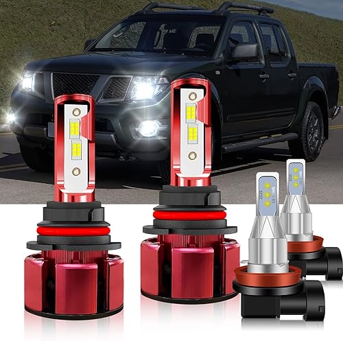 Compatible con bombillas LED para faros delanteros Nissan Frontier 2005-2019, 9007HB5, haz doble alto y bajo, luz antiniebla H11H8H16, bombillas LED