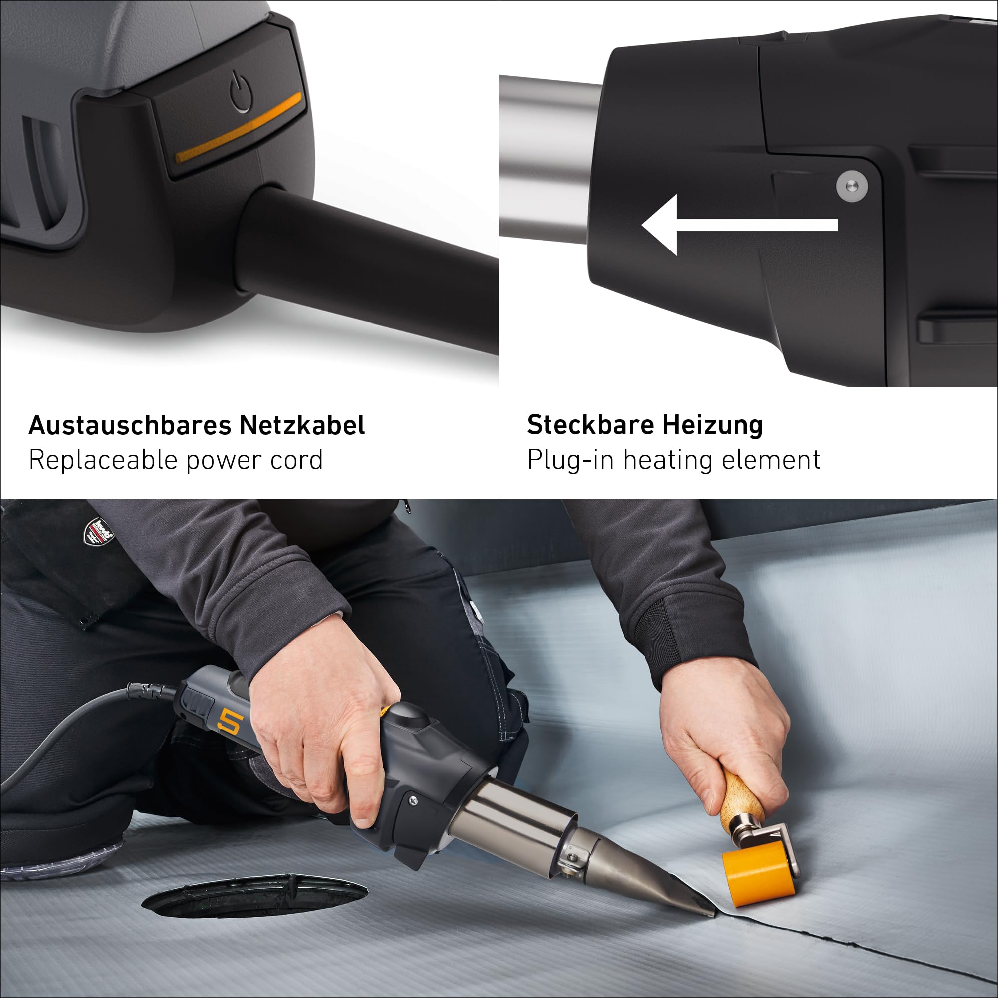 Steinel Heißluftpistole HM 2600 E im Koffer, 2300 W Stab-Heißluftgebläse, Temperatur 50°-620°C, Heißluftfön, bürstenloser Motor