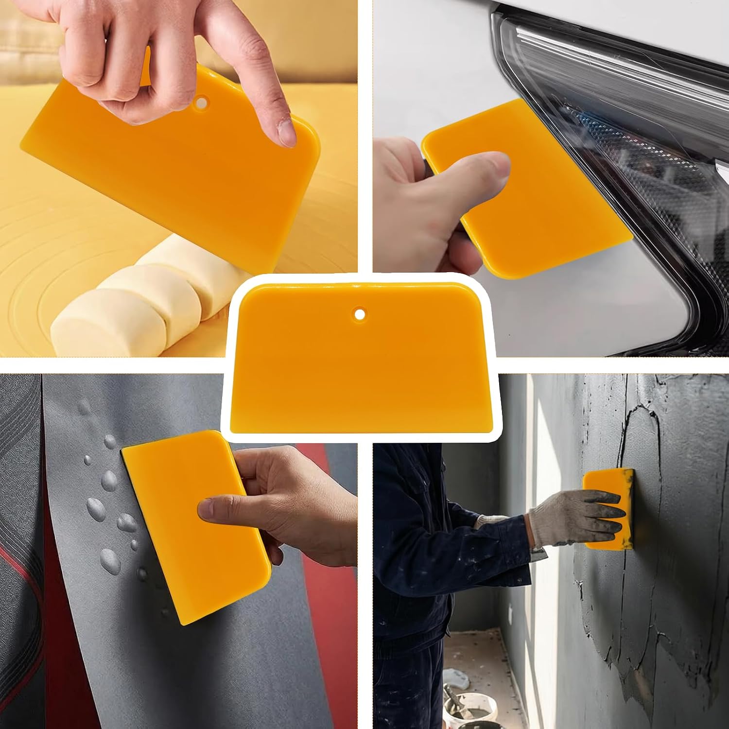 Bonsicoky 3 Pack Body Filler Spreaders, Plastic Auto Body Spreader Set, 3 Sizes Flexible Applicator Tools for Automotive Putty, Epoxy Resin, Caulk, Glaze & Craft Projects(4, 5, 6 Inch)
