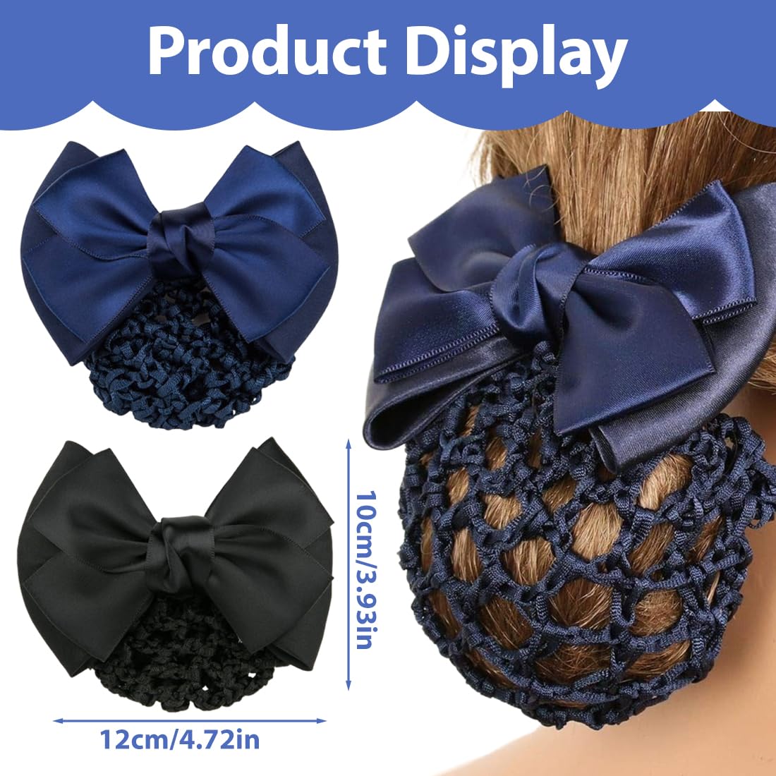 2 Pezzi Retina per Capelli Chignon, Fermaglio a Scatto Con Fiocco, per Acconciature da Balletto, Retine per Capelli Chignon, Fermaglio per Capelli a Scatto con Fiocco e Retina per Ragazze e Donne