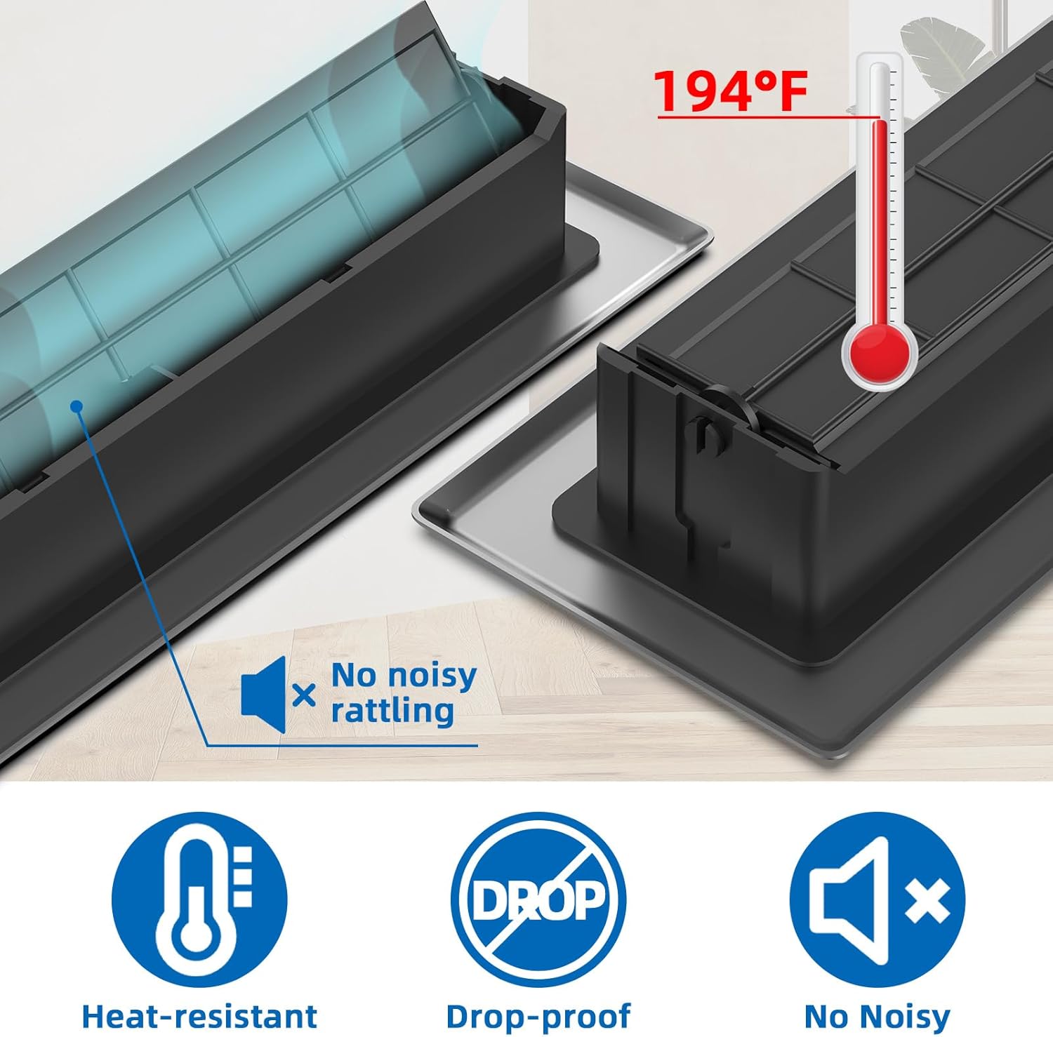 3 Pack Floor Register 2x12 Inches - Heavy Duty Walkable Steel Decorative Vent Covers for Home Floor Air Floor Vents Register Easy Adjust Air Flow with Scratch Resistant Finish