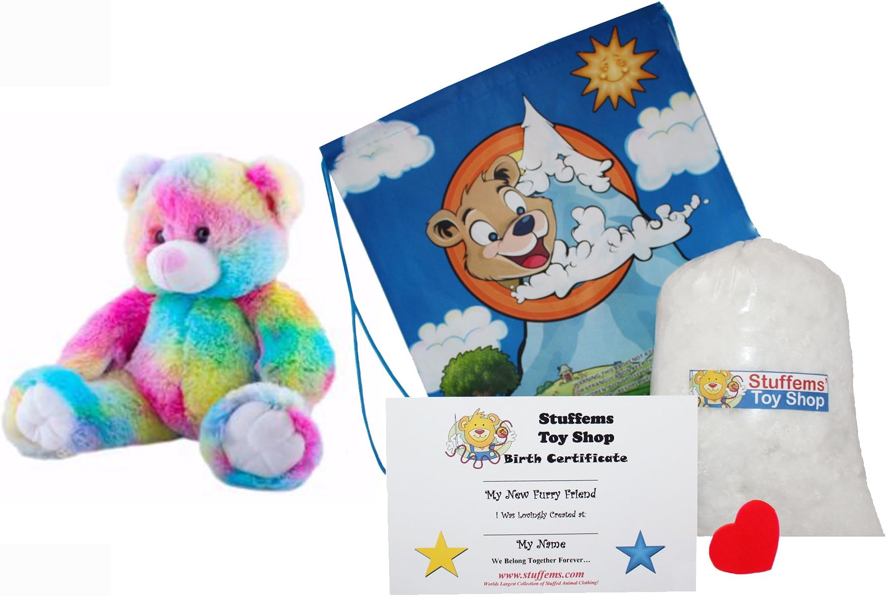 Make Your Own Stuffed Animal 16 Inch Rainbow Bear Kit - No Sewing Required!