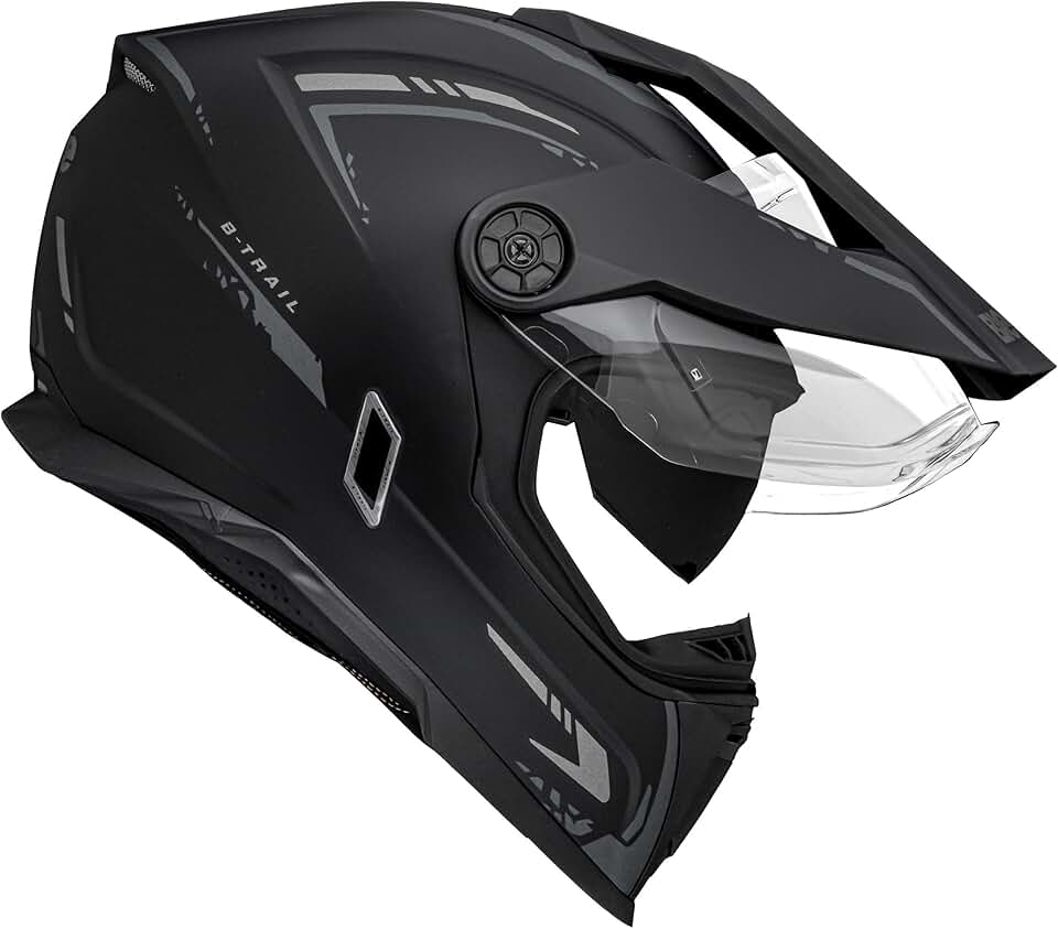Capacete Moto Bieffe B-Trail Authentic Preto Fosco Grafite Com Óculos Interno