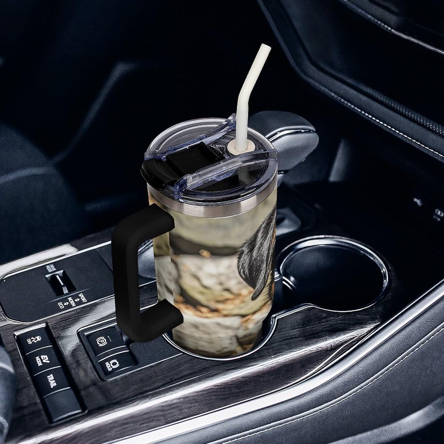 40 Oz Tumbler with Straw And Lid Rottweiler Dogs Tongue Head Insulated Travel Coffee Mug Stainless Steel Water Bottle Vacuum Insulated Tumblers for Sport Work Car Travel Weekends