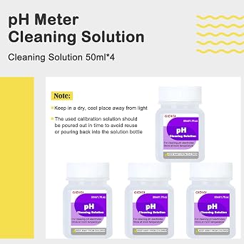 Cleaning Solution 50ml*4 for pH Meter Electrode,TDS EC Probe Cleaning Cleanser,Electrode Cleaning Solution