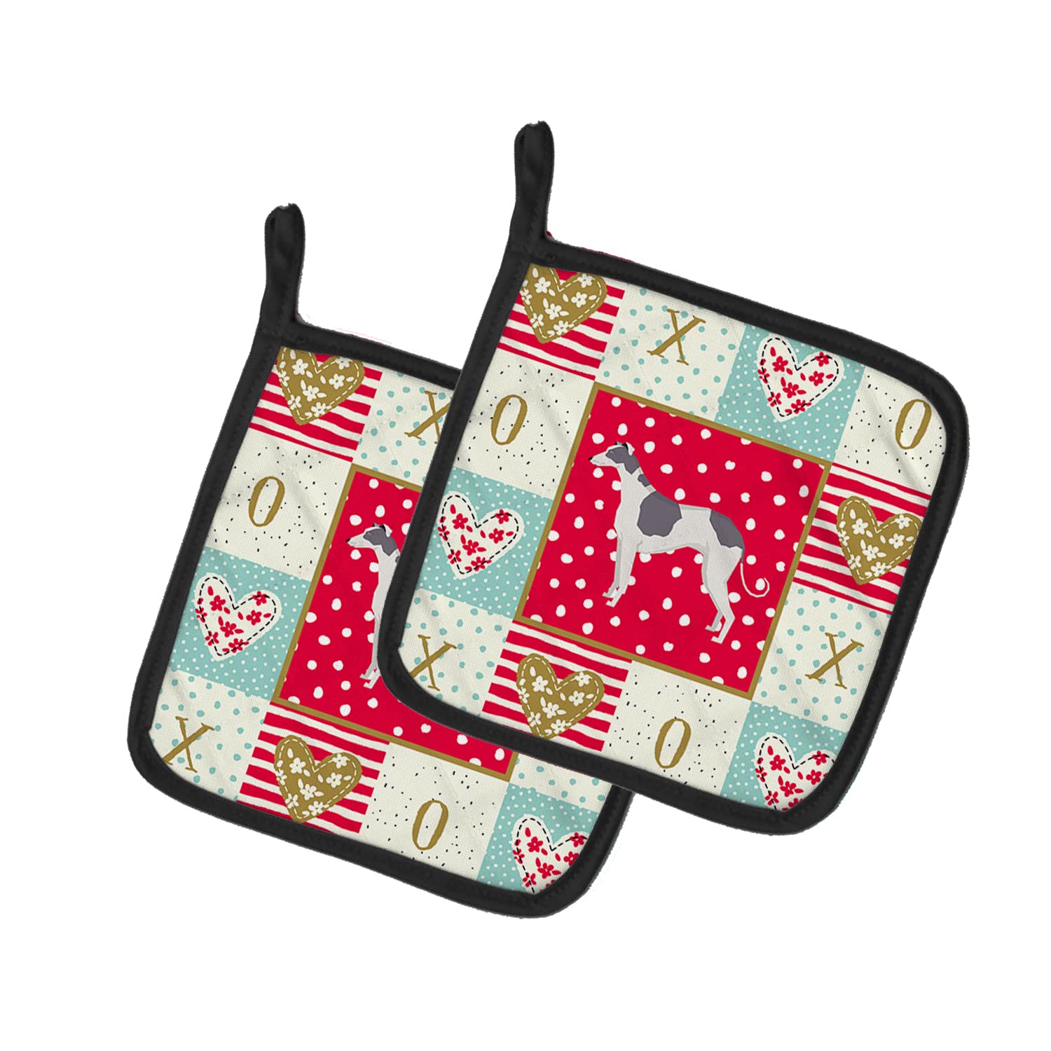 Caroline's Treasures Carolines Treasures CK5933PTHD, Motiv Windhund, 2 Stück Topflappen, Stoff, Mehrfarbig, 7.5HX7.5W