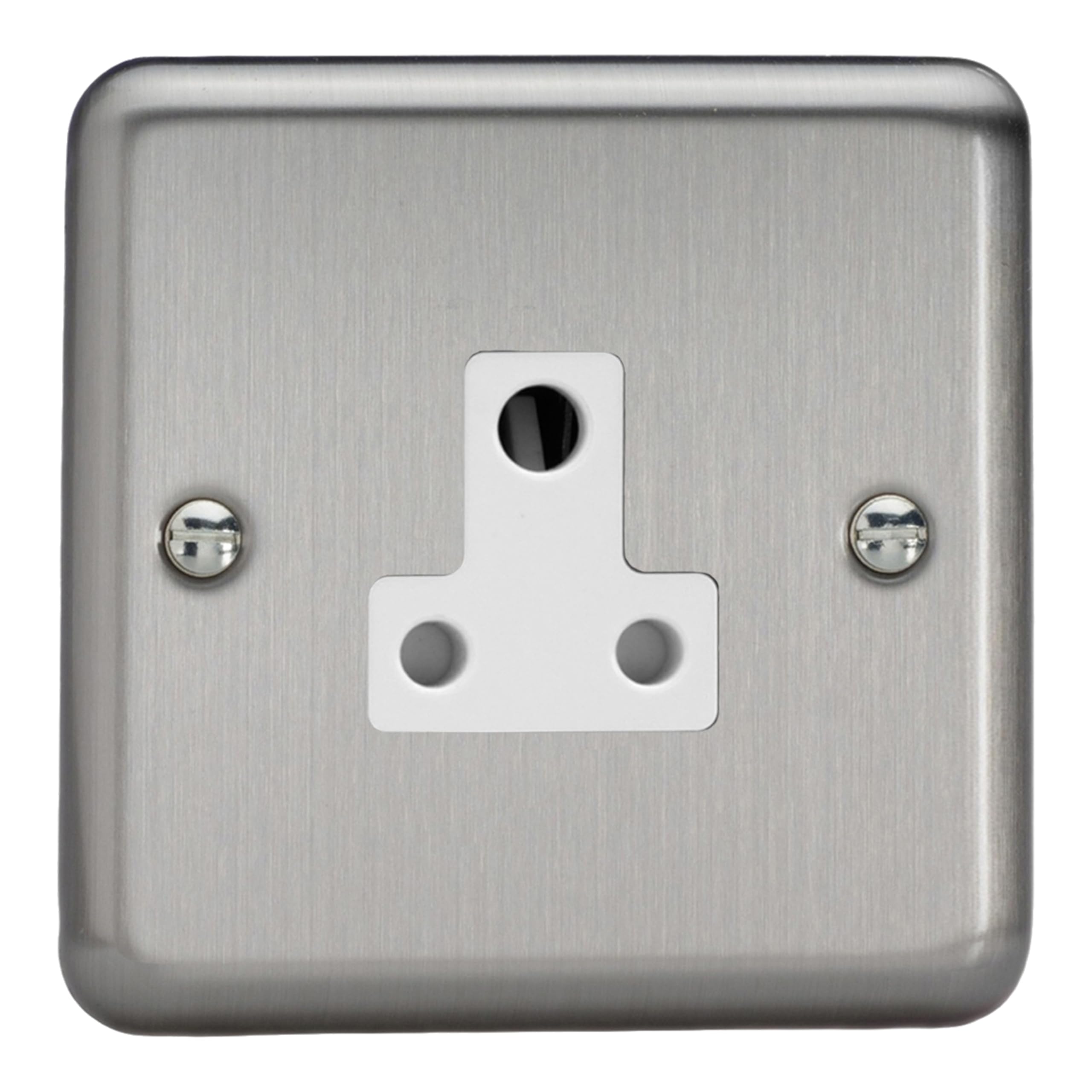 Varilight Round Pin Socket 5A - Value Matt Chrome With Black Insert, XSRP5AB