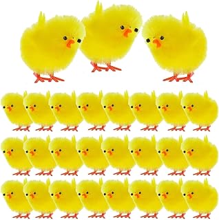 36PCS Mini Easter Chicks for Party Favors,Tiny Baby Chicken Toy Cute Chenille Easter,Small Chenille Chicks Figurines Soft Plush Stuffed Animal Miniature for Home Easter Party Favors Decors
