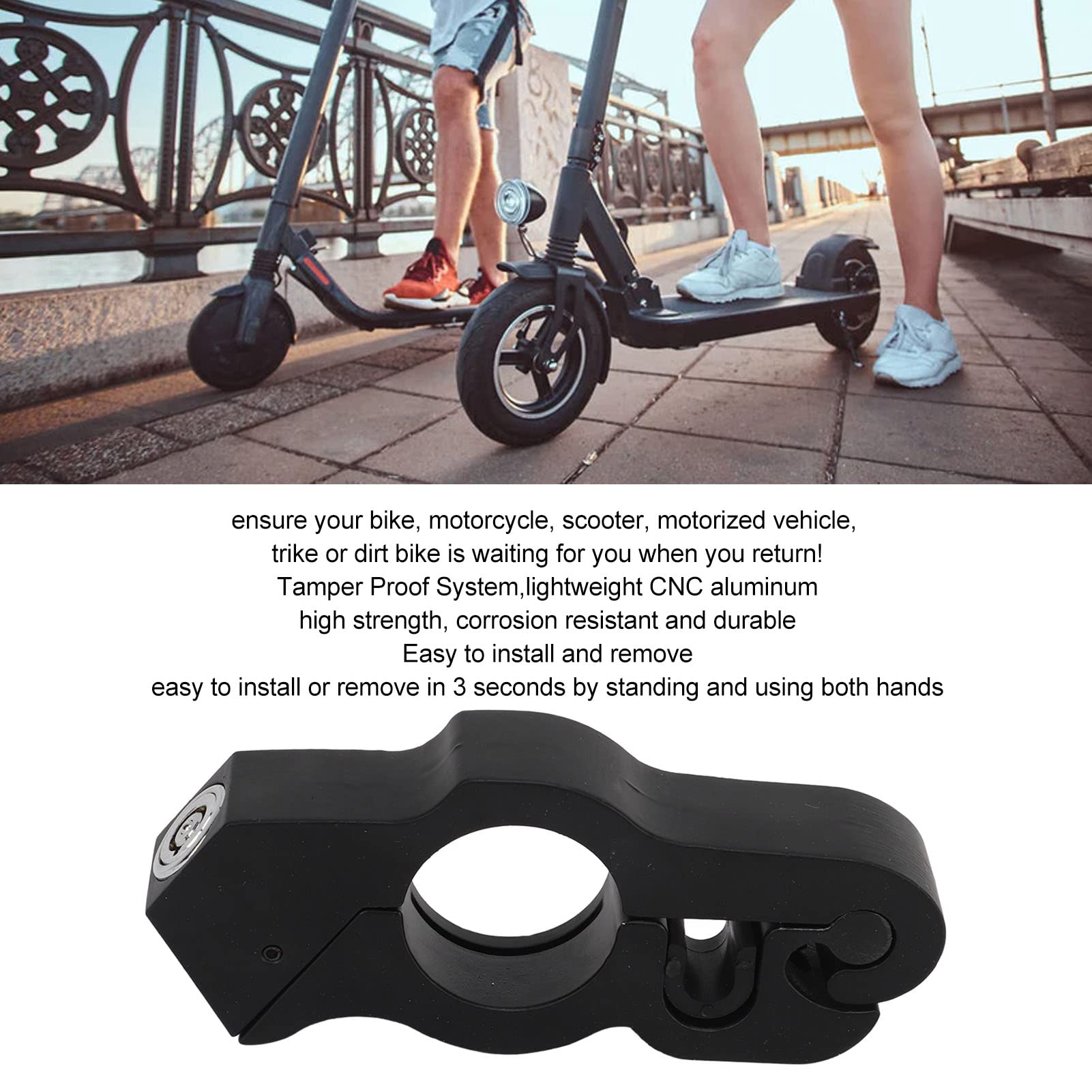 Motorcycle Lock, Motorcycle Grip Handlebar Lock, Preventing Theft Heavy Duty Throttle Locks Brake Lock, Adjustable Security Locks for Bike with 37mm Handles