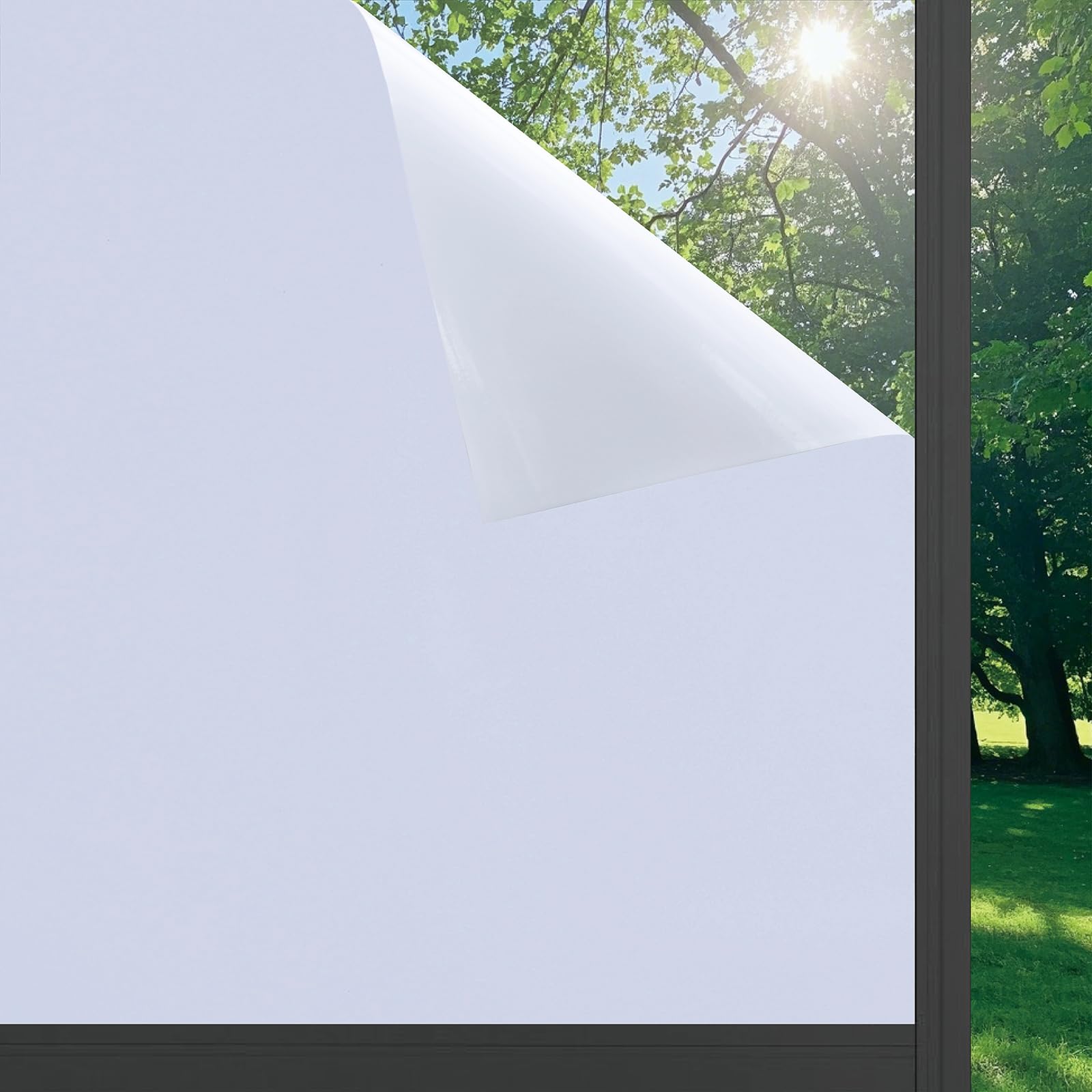 FEILAYS White Thickened Total Blackout Window Film Frosted Glass Static Cling UV Sun Blocking Heat Control Window Tint Day and Night Insulation Home Bathroom Door Decorative Cover Opaque 11.8