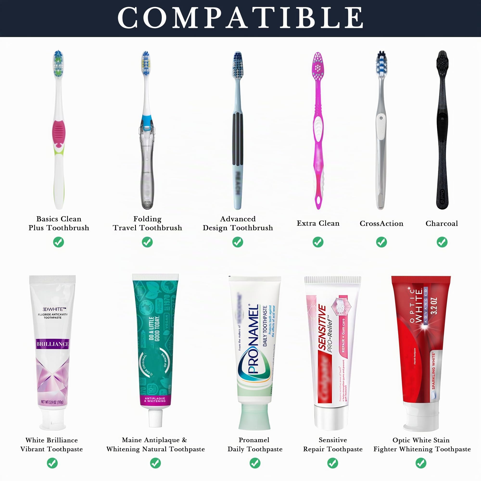 Linkidea Lot de 2 pochettes de voyage pour brosse à dents manuelles, sacs de transport portables en maille avec fermeture éclair pour dentifrice, compatibles avec Colgate Extra Clean, Oral-B