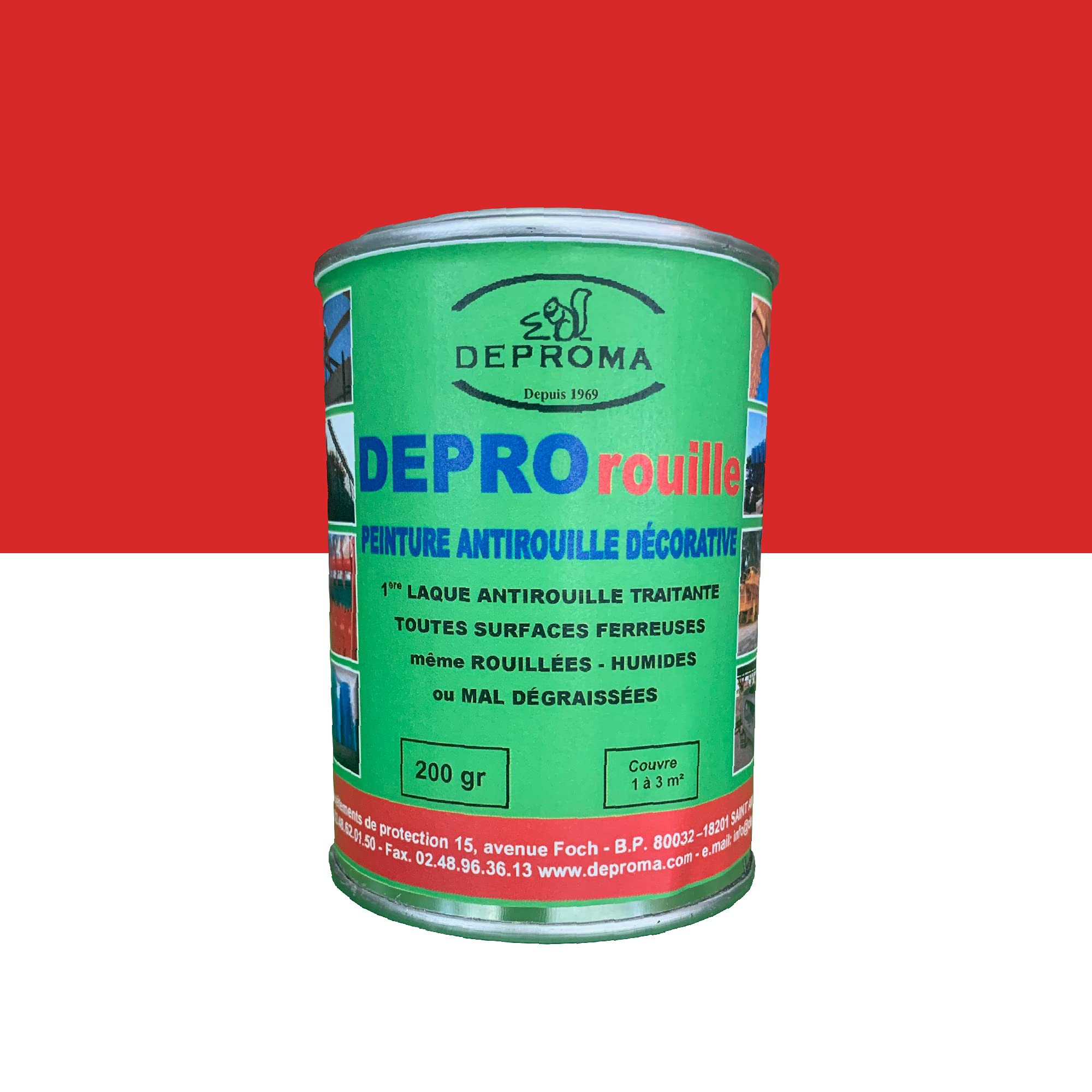 Peintures glycéro | fer antirouille métaux | 200gr | Protection contre la rouille - Rouge flamme - RAL 3000
