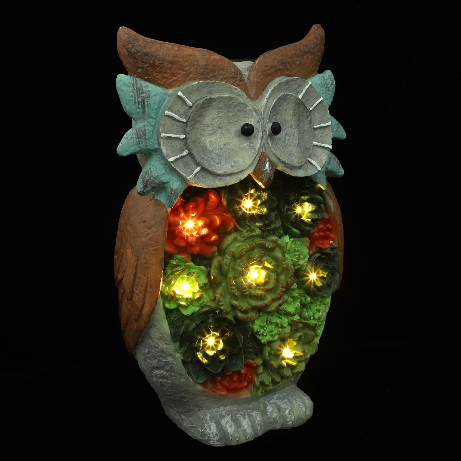 Eulenfigur Gartenlampe aus Kunstharz, für Hof und Rasen | Stabile Helligkeit, Kreative Nachtbeleuchtung, Dekorative Landschaftsfigur