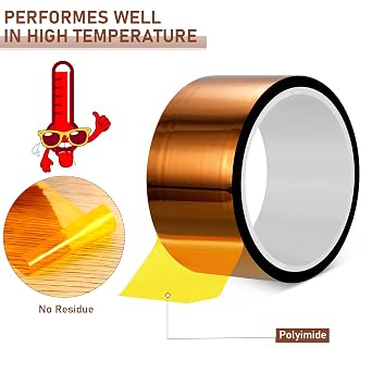 Outus 2 Pcs Heat Tape High Temperature Polyimide Tape 500F,2''X 108ft | for Soldering Electrical, 3D Printing Masking, Sublimation Transfer, Insulation Protection, Heat Resistant Adhesive Film