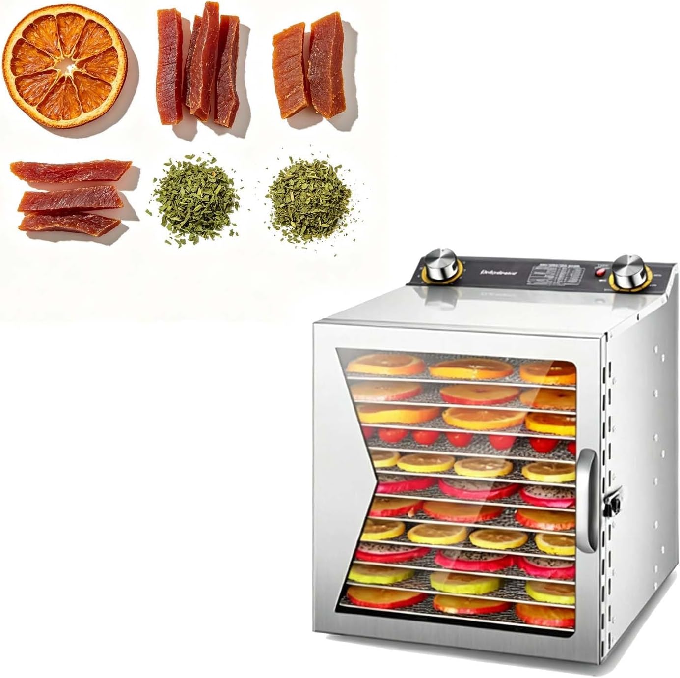 Professional Food Dehydrator & Electric Food Dryer Machine for Home Kitchen Stainless Steel Trays, Adjustable Temp (86-194°F) Timer for Beef Jerky, Fruit, Herb, Dog Treats(12 Tray)