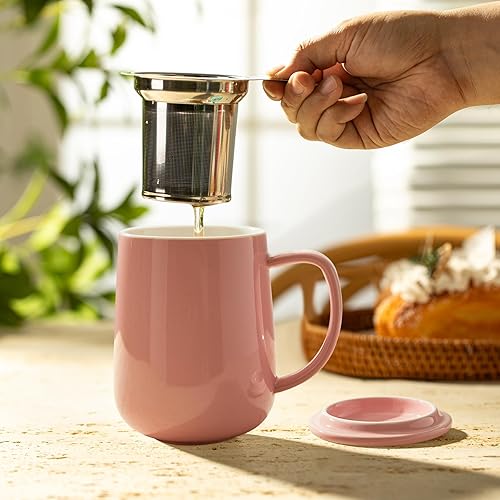 Vista 33 de Sweese - Taza de té de porcelana con infusor y tapa, 20 onzas Azul oscuro