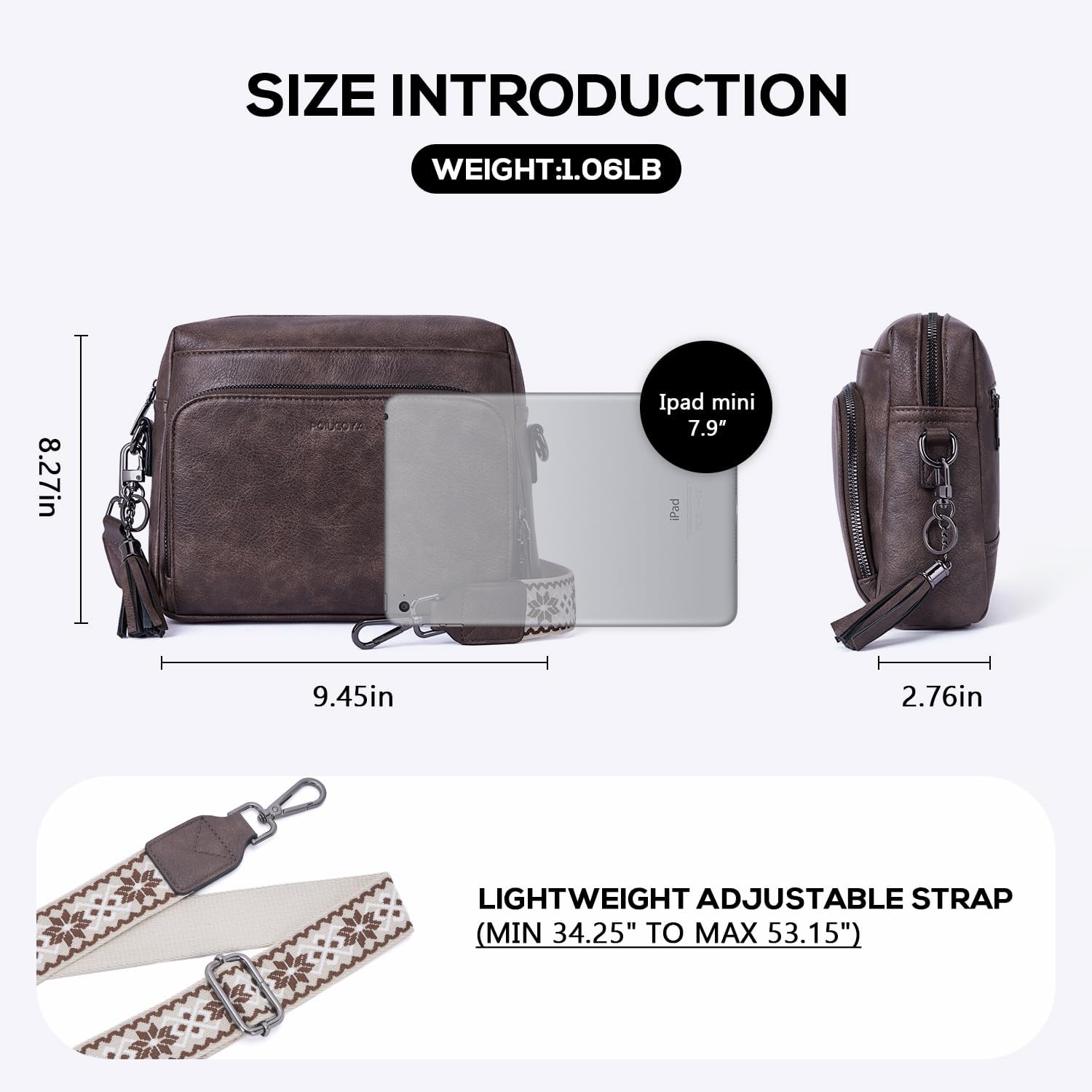 POIUGOYA Crossbody Purses for Women Trendy,Vegan Leather Medium Crossbody Bag,Women's Crossbody Travel Purse Built in Wallet - Image 4