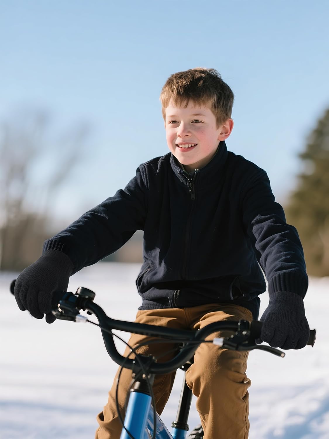 Cooraby 6 Pairs Kids Knitted Magic Gloves Teens Warm Winter Stretchy Full Fingers Gloves - Image 5