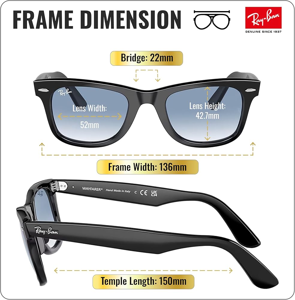 Amazon.com: Ray-Ban RB2140F Original Wayfarer Classic Low Bridge