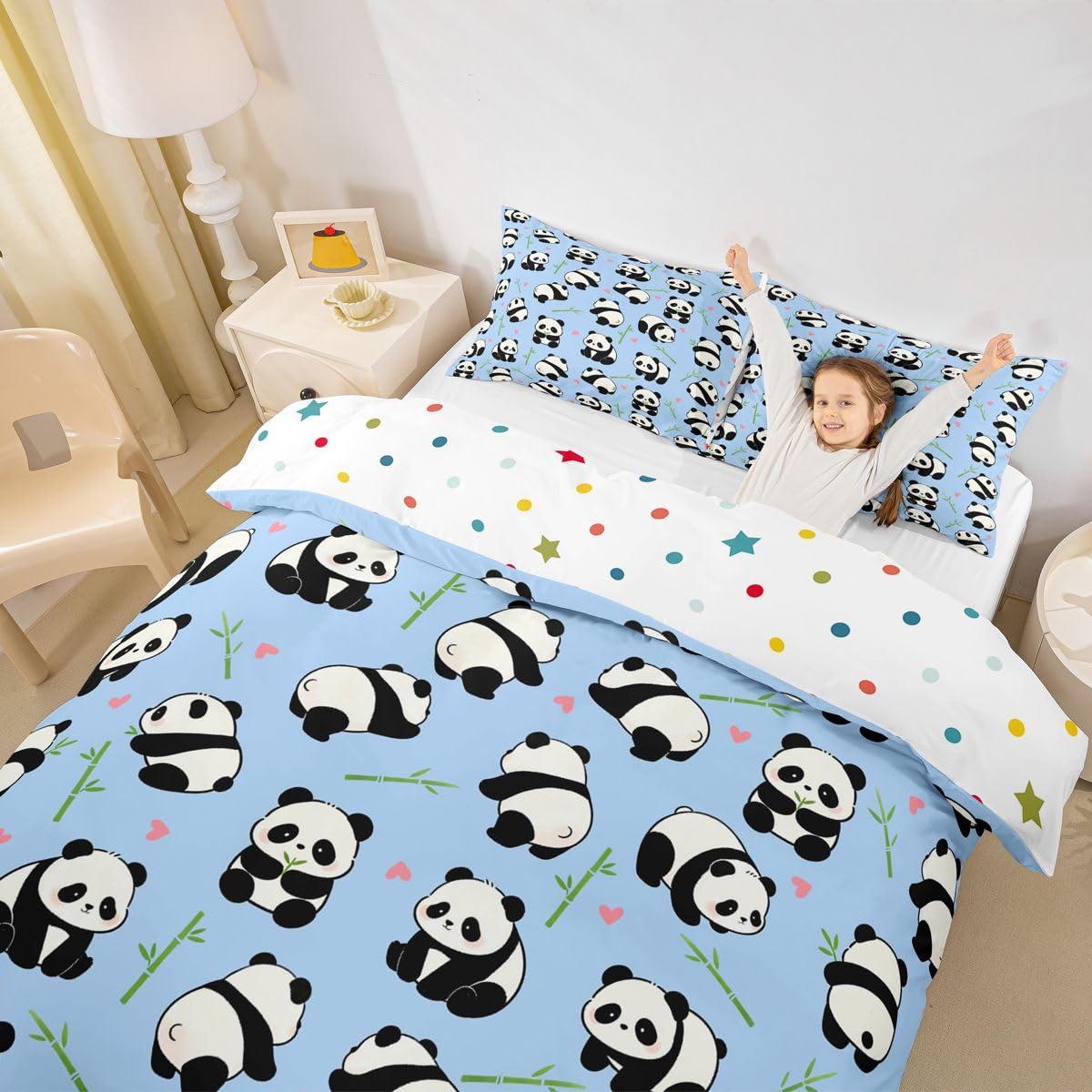 Loussiesd Panda poszewka na kołdrę super king pościel dla dzieci chłopców