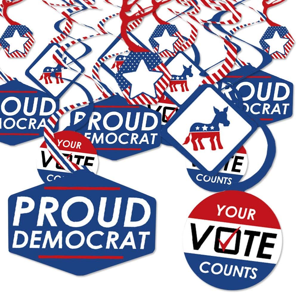 Big Dot of Happiness Democrat Election - Democratic Political Party Hanging Decor - Party Decoration Swirls - Set of 40