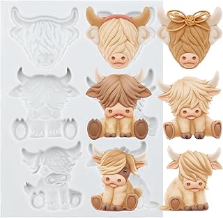 Scotch Cattle Polymer Clay Mold Animal Clay Mold Highland Cow Silicone Molds for DIY Crafts Air Dry Plaster Polymer Epoxy Resin Casting Jewelry Making