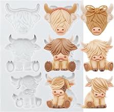 Scotch Cattle Polymer Clay Mold Animal Clay Mold Highland Cow Silicone Molds for DIY Crafts Air Dry Plaster Polymer Epoxy Resin Casting Jewelry Making