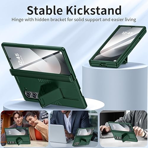 Miniatura 10 de Funda para Samsung Galaxy Z Fold 6 con soporte para S Pen y soporte, protección de bisagra y protector de pantalla templado Funda de carga