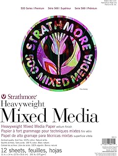 Strathmore (584-11 500 Series Heavyweight Mixed Media, 11"x14", White, 12 Sheets