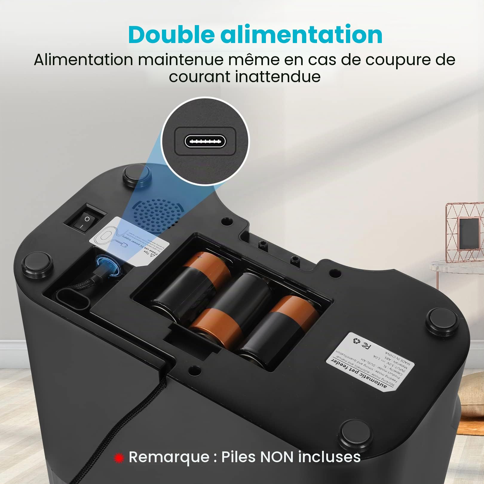 Sailvono Distributeur Automatique de Nourriture pour Chat 5 l avec 2 gamelles, Distributeur de Nourriture Intelligent pour Chat/Chien, enregistreur Vocal, avec 2 Bols en Acier Inoxydable, Blanc