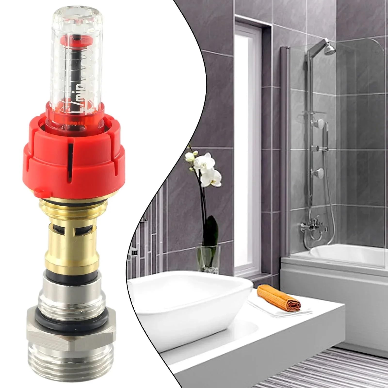 1pc DN25 Fußbodenheizung Verteiler Durchflussmesser Visuelle Kontrolle Temperatur Durchfluss Einstellung Werkzeug Heimwerker Gerät 0-95 °