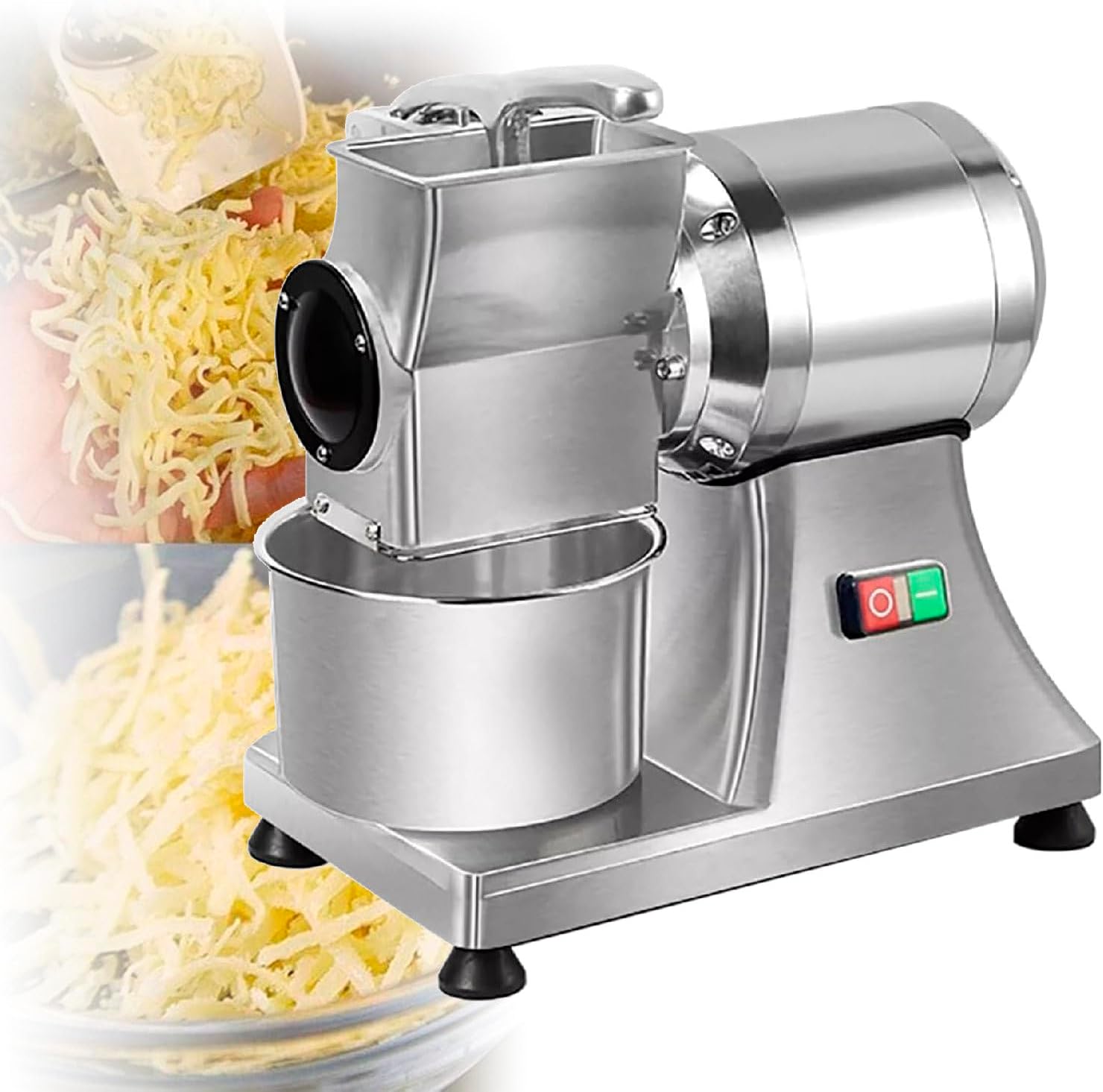 550W Commercial Cheese Grater, Electric Slicer Salad Maker Machine, Slicer Grater, 88LB/Hour Electric Rotary Butter Grinder, with Container for Cheese, Chilli