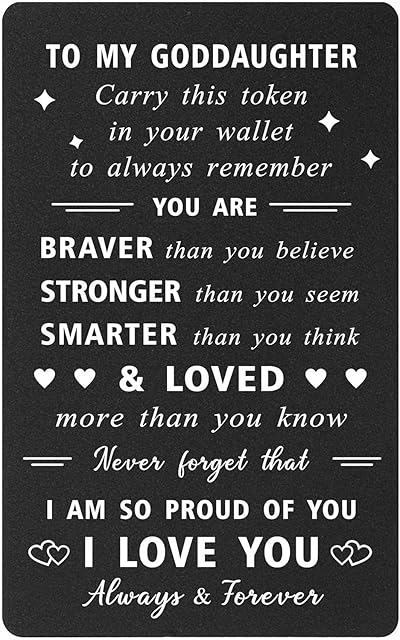 ENGZHI Goddaughter Wallet Card Christening Gifts for Girls - I Am So Proud of You - Goddaughter Confirmation Card, My Goddaughter Gifts from Godmother