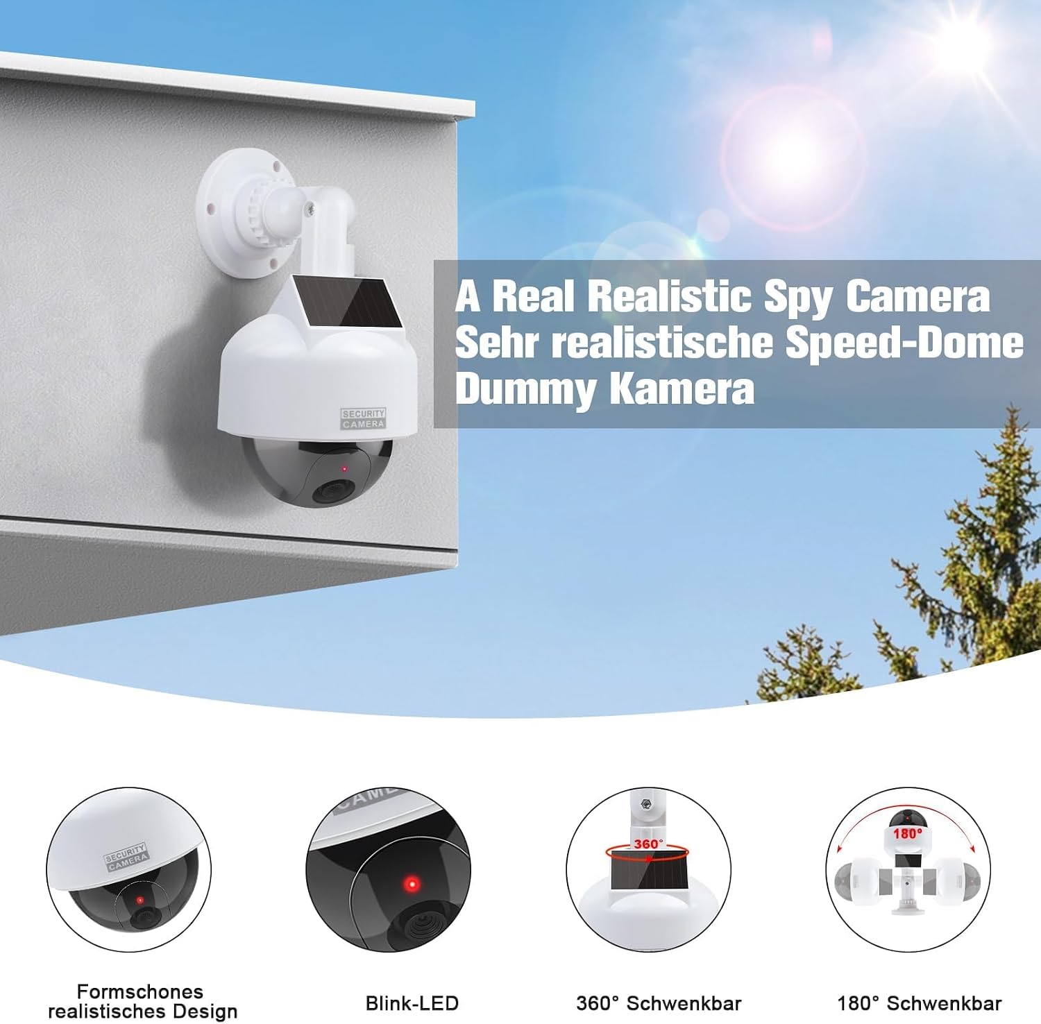 ERWEY — манекен солнечной камеры, имитатор камеры Dummy Speed Dome с объективом, для наблюдения за товарами, для использования внутри и снаружи помещений