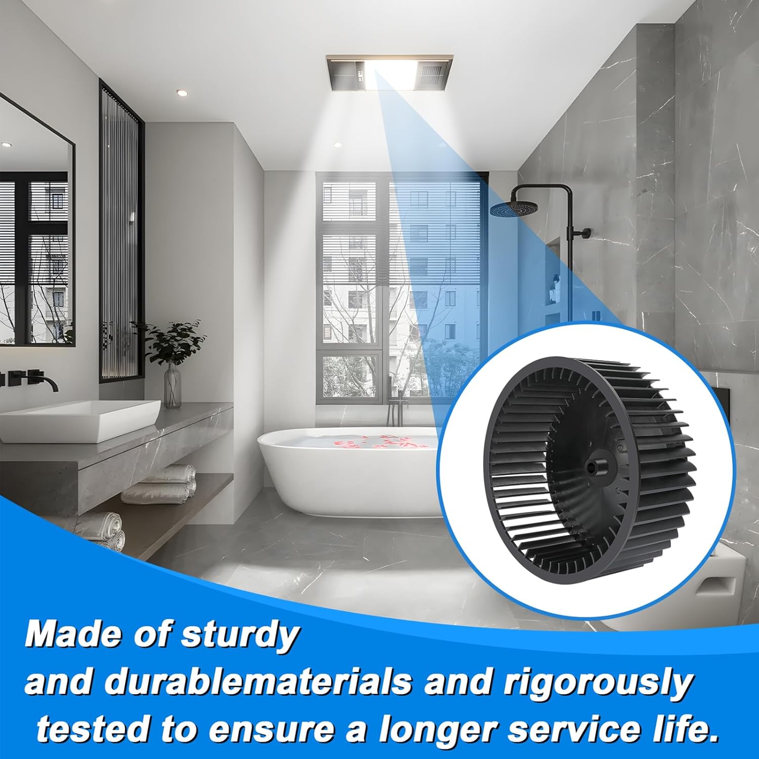99020276 Blower Wheel for Bathroom Fan Ventilator - 5-1/2 Inch Height x 2-1/8 Inch Width x 1/4 Inch Dia - for 676D 680 680FL 678G 679E 679L 763 763N 720 721 722 - Blade Aperture with One Flat Side