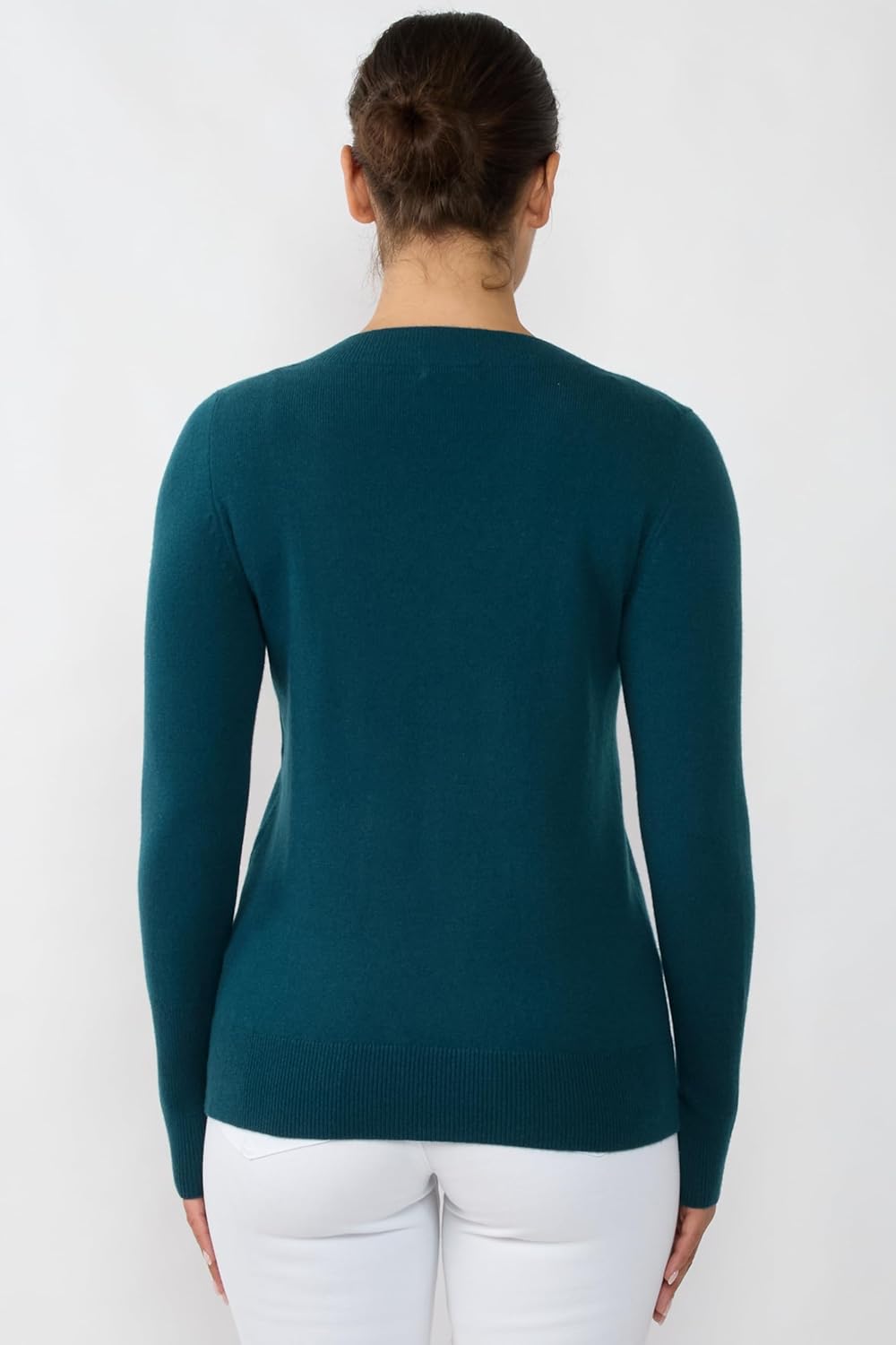 JENNIE LIU Women's 100% Pure Cashmere Long Sleeve Ava V Neck Pullover Sweater - Image 3