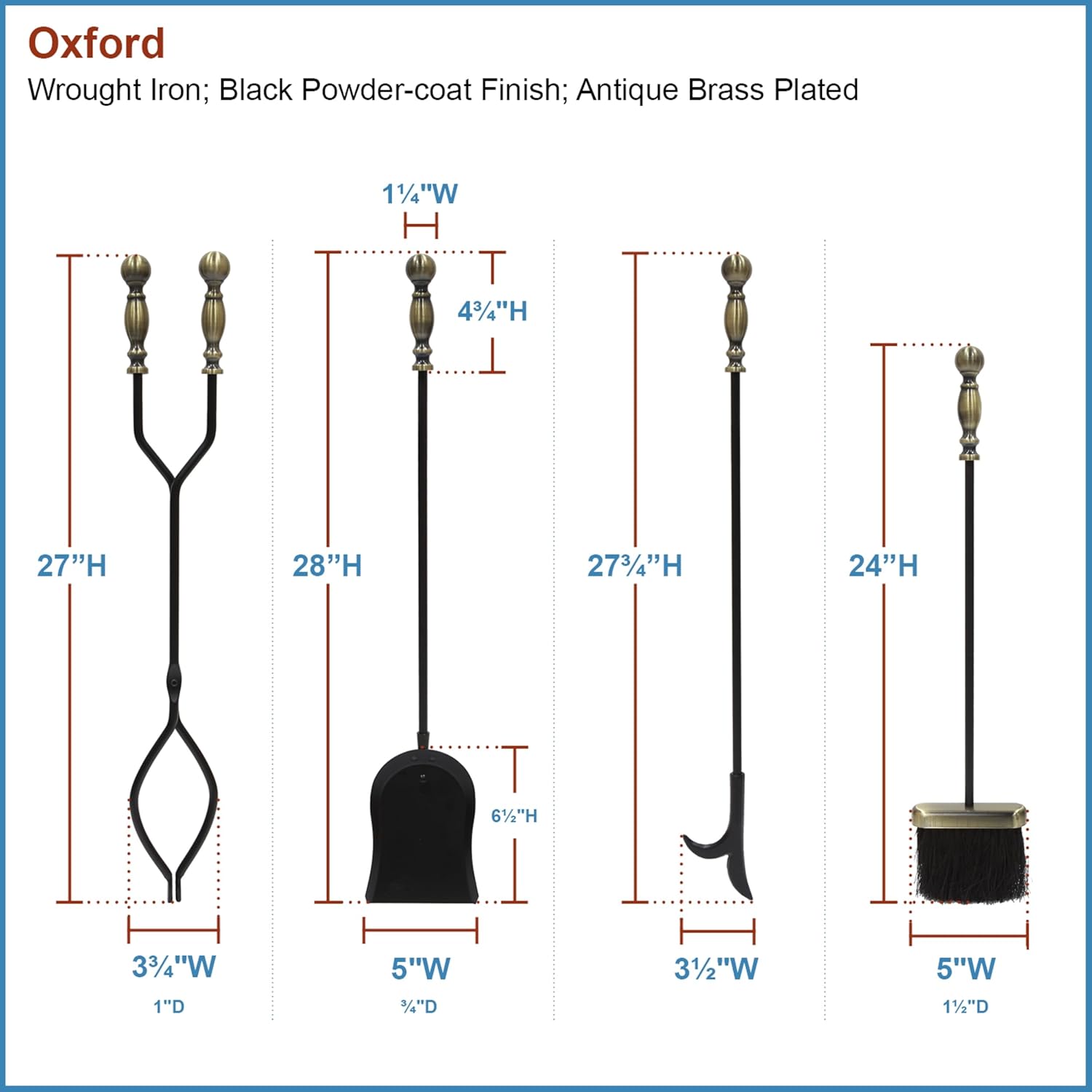 Minuteman International Black w/Antique Brass, Oxford Tool Set